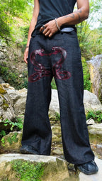 JEANS ANANTA RUBINO * BLACK WITH IMPERIAL PORPORA EMBROIDERY [red edition]