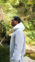 NIRMOKA HOODIE * GREY WITH TRANSPARENT SCALE INSERTS