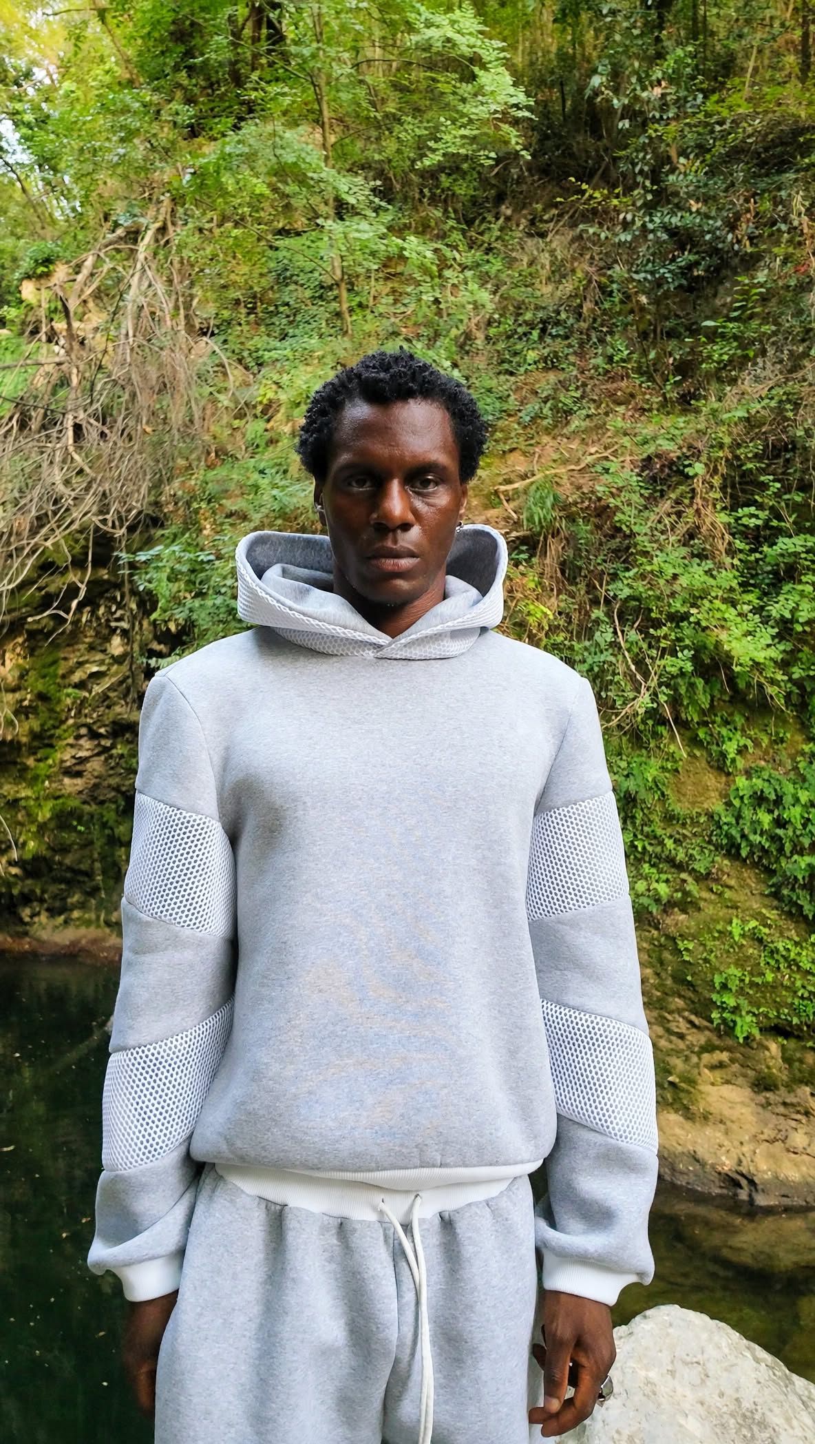 NIRMOKA HOODIE * GREY WITH TRANSPARENT SCALE INSERTS