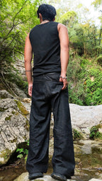 JEANS ANANTA RUBINO * BLACK WITH IMPERIAL PORPORA EMBROIDERY [lime edition]