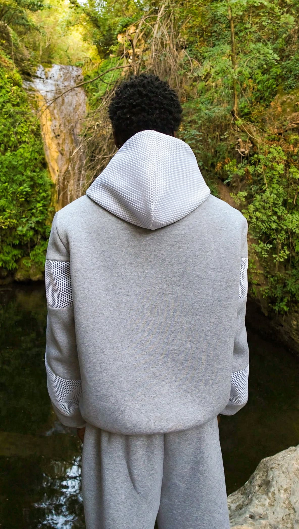 NIRMOKA HOODIE * GREY WITH TRANSPARENT SCALE INSERTS
