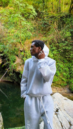 NIRMOKA HOODIE * GREY WITH TRANSPARENT SCALE INSERTS