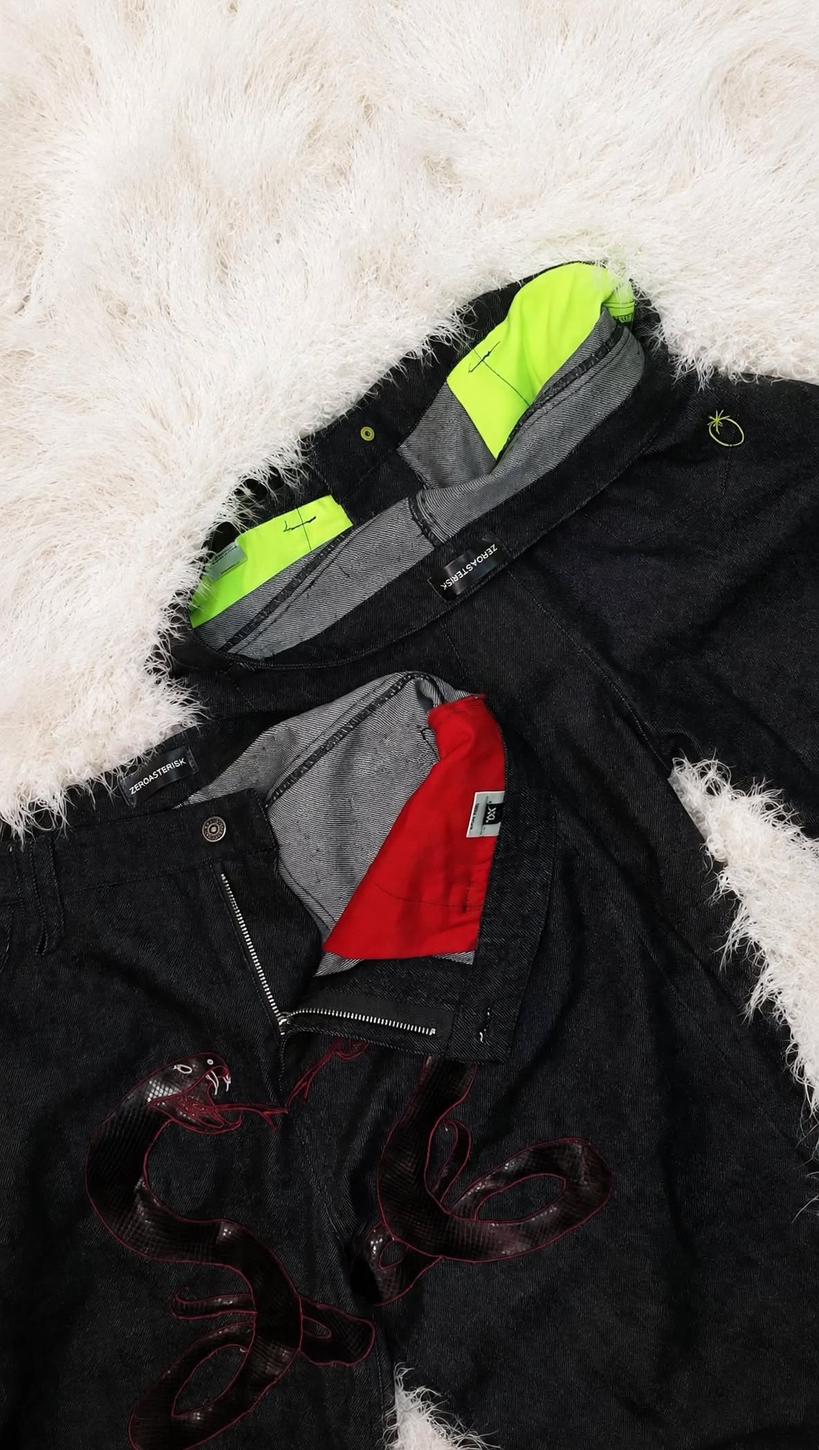 JEANS ANANTA RUBINO * BLACK WITH IMPERIAL PORPORA EMBROIDERY [red edition]