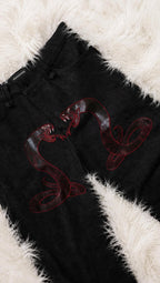JEANS ANANTA RUBINO * BLACK WITH IMPERIAL PORPORA EMBROIDERY [red edition]