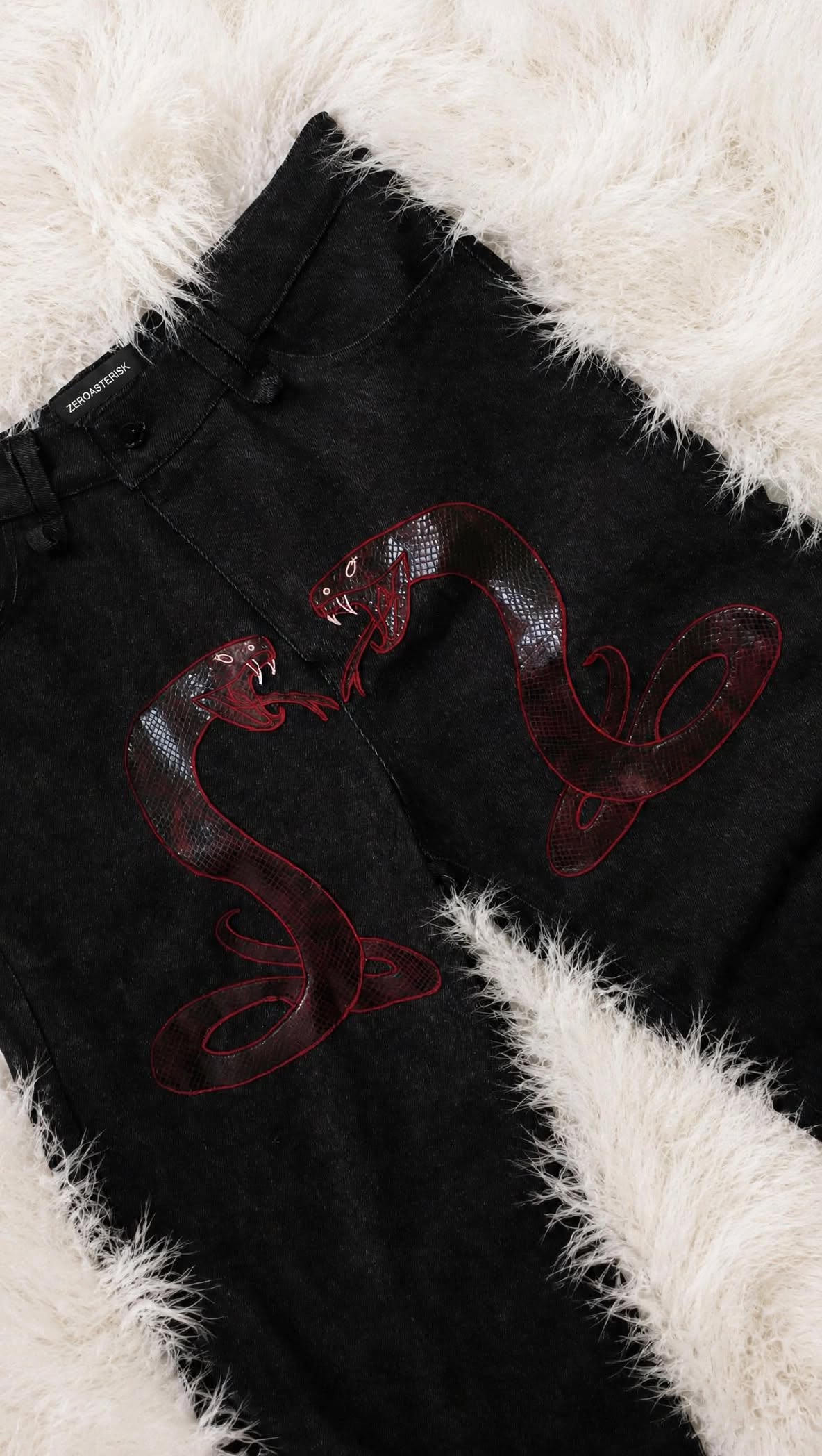 JEANS ANANTA RUBINO * BLACK WITH IMPERIAL PORPORA EMBROIDERY [red edition]