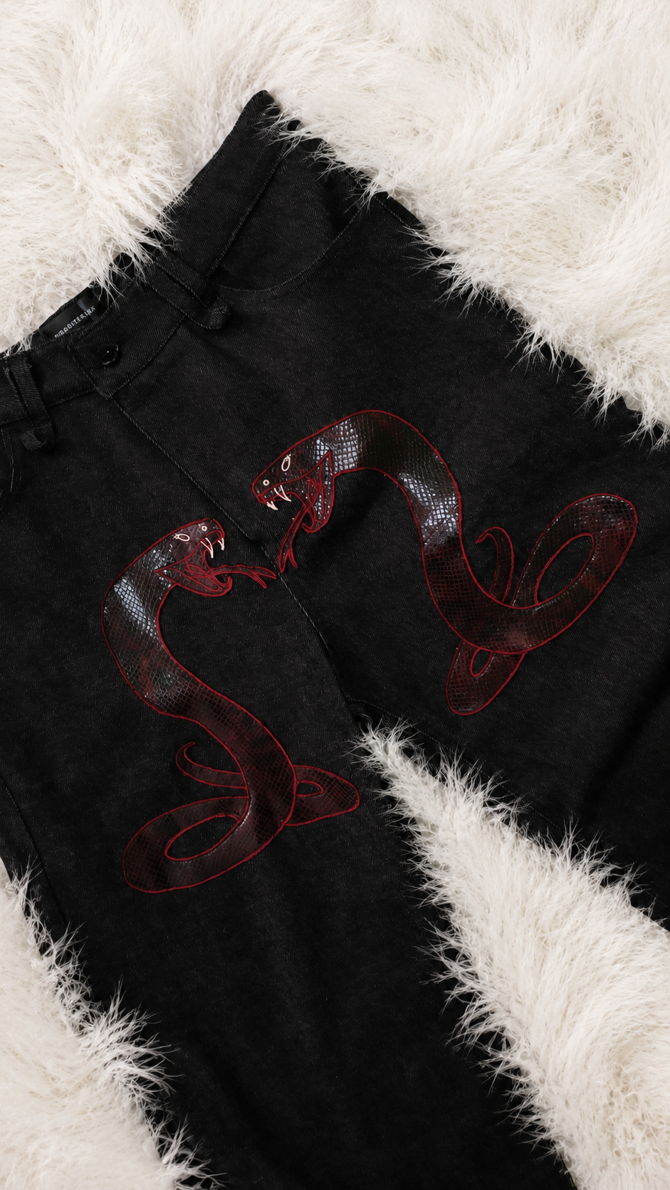 JEANS ANANTA RUBINO * BLACK WITH IMPERIAL PORPORA EMBROIDERY [lime edition]