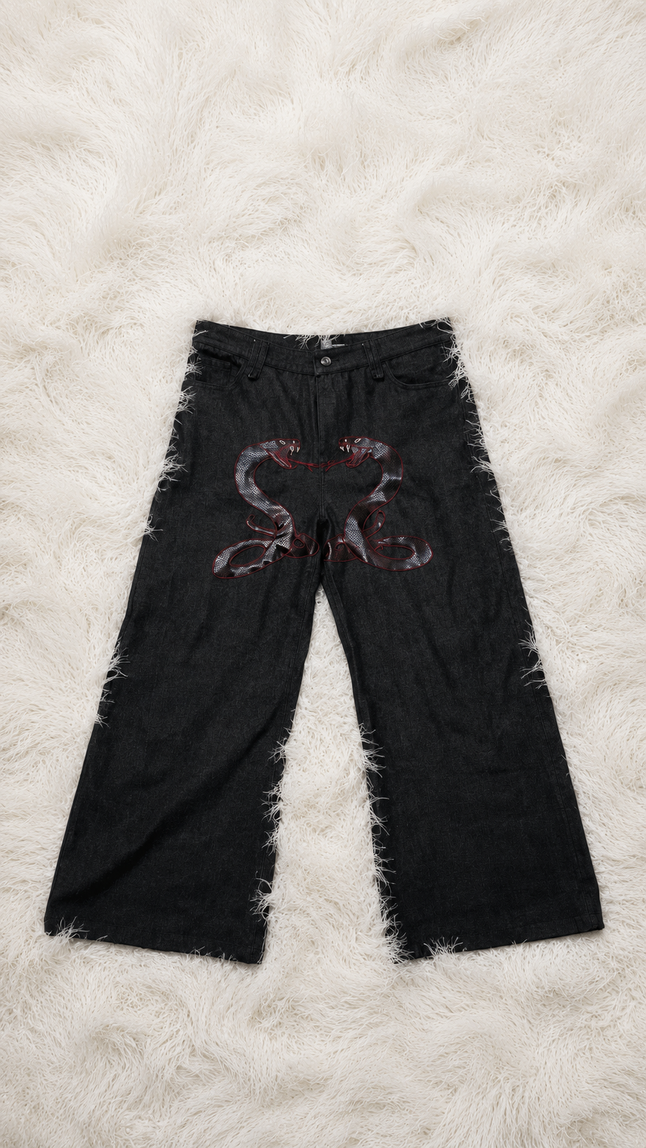 JEANS ANANTA RUBINO * BLACK WITH IMPERIAL PORPORA EMBROIDERY [lime edition]