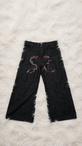 JEANS ANANTA RUBINO * BLACK WITH IMPERIAL PORPORA EMBROIDERY [lime edition]