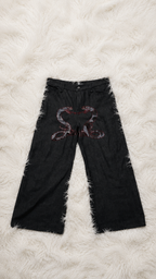 JEANS ANANTA RUBINO * BLACK WITH IMPERIAL PORPORA EMBROIDERY [lime edition]