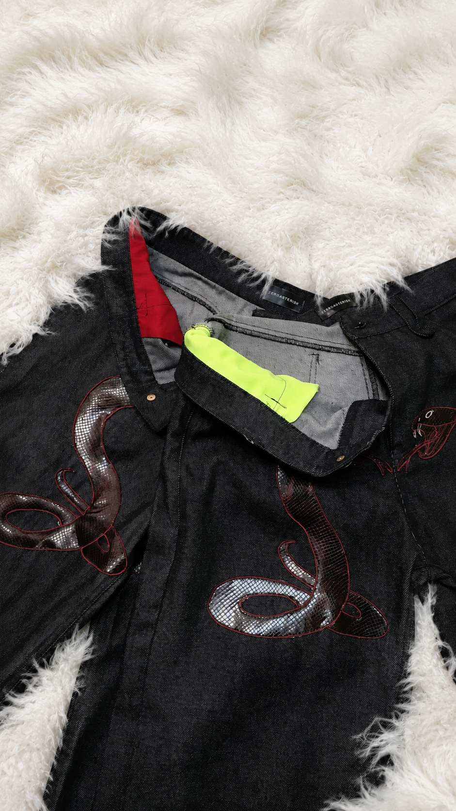 JEANS ANANTA RUBINO * BLACK WITH IMPERIAL PORPORA EMBROIDERY [lime edition]