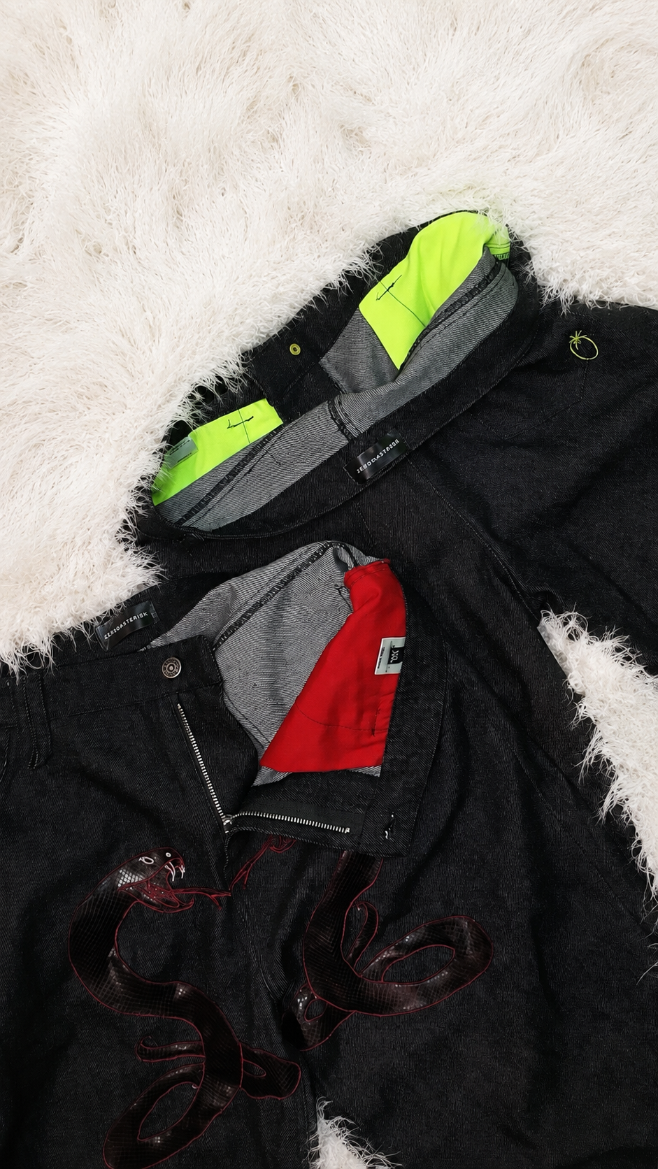 JEANS ANANTA RUBINO * BLACK WITH IMPERIAL PORPORA EMBROIDERY [lime edition]