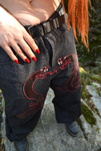 JEANS ANANTA RUBINO * BLACK WITH IMPERIAL PORPORA EMBROIDERY [red edition]